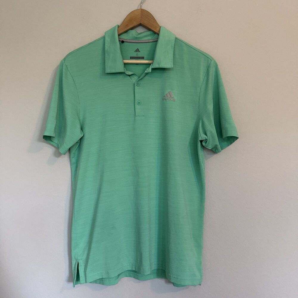 adidas Golf Polo Shirt Mint Green, Polyester, Stretch, Dry Fit Small